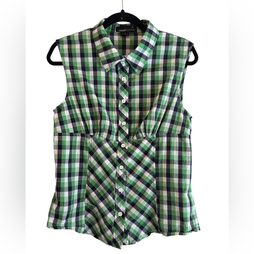 Forever 21 Green Plaid Sleeveless Top‎